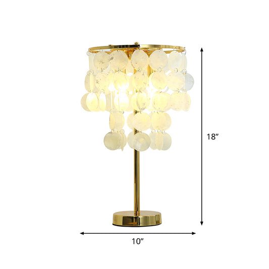 Cascading Shell Table Light Postmodern 1 Head White Nightstand Lamp with Gold Rod Arm Clearhalo 'Lamps' 'Table Lamps' Lighting' 785940