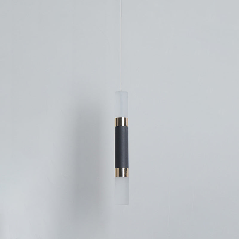 Tube Bedside Pendulum Light Iron Minimalist 10"/12"/12.5" High LED Hanging Pendant in Black, Warm/White Light Clearhalo 'Ceiling Lights' 'Modern Pendants' 'Modern' 'Pendant Lights' 'Pendants' Lighting' 785975