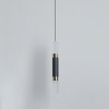 Tube Bedside Pendulum Light Iron Minimalist 10"/12"/12.5" High LED Hanging Pendant in Black, Warm/White Light Clearhalo 'Ceiling Lights' 'Modern Pendants' 'Modern' 'Pendant Lights' 'Pendants' Lighting' 785975