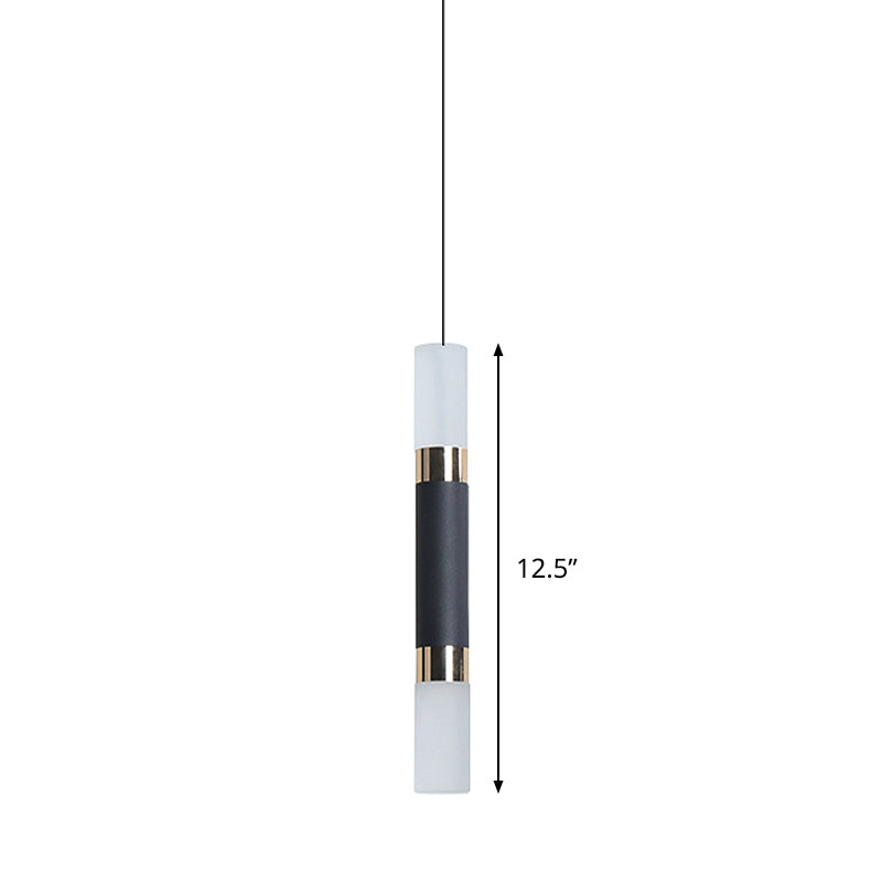 Tube Bedside Pendulum Light Iron Minimalist 10"/12"/12.5" High LED Hanging Pendant in Black, Warm/White Light Clearhalo 'Ceiling Lights' 'Modern Pendants' 'Modern' 'Pendant Lights' 'Pendants' Lighting' 785978