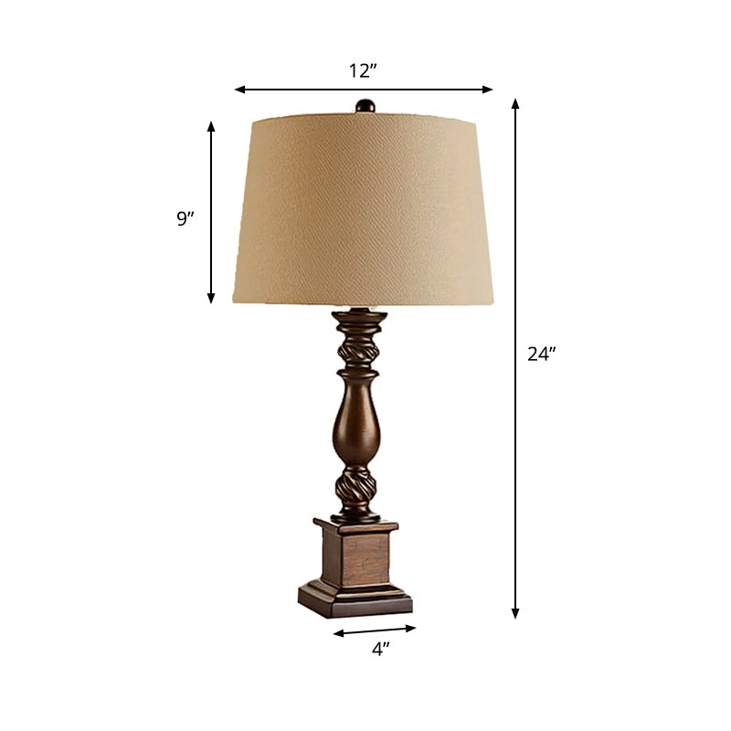 Baluster Chamber Night Lamp Traditional Resin 1 Head Beige Table Light with Drum Lampshade Clearhalo 'Lamps' 'Table Lamps' Lighting' 786183
