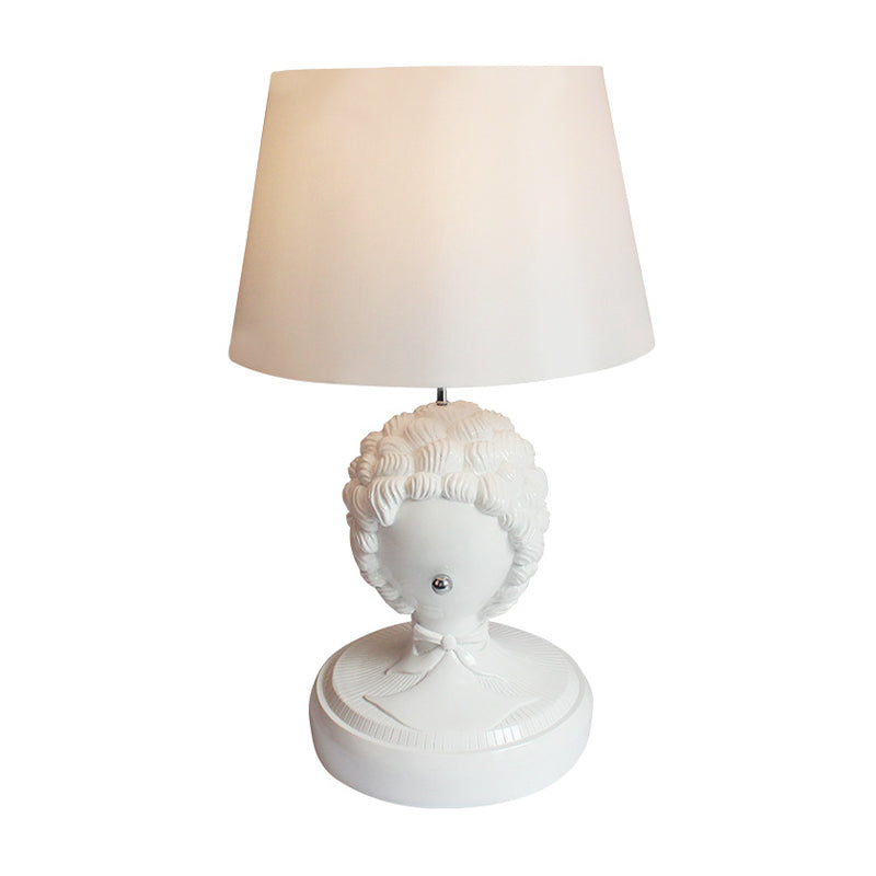 White 1 Bulb Table Light Retro Resin Roman Statue Nightstand Lamp with Fabric Lampshade Clearhalo 'Lamps' 'Table Lamps' Lighting' 786270