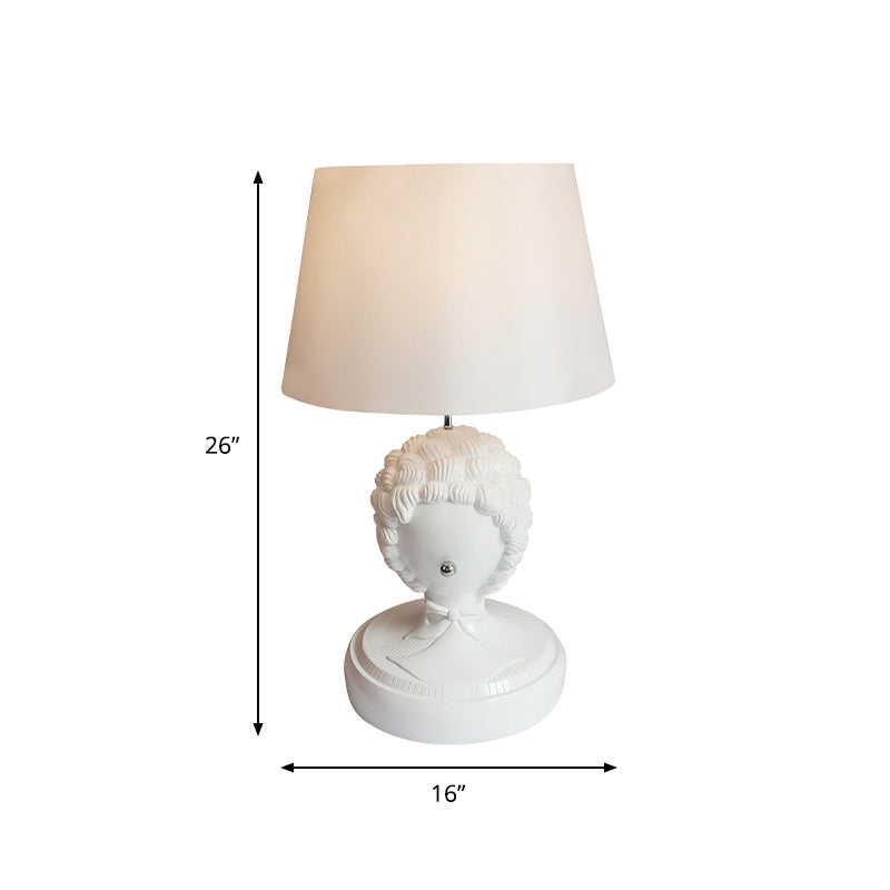 White 1 Bulb Table Light Retro Resin Roman Statue Nightstand Lamp with Fabric Lampshade Clearhalo 'Lamps' 'Table Lamps' Lighting' 786271