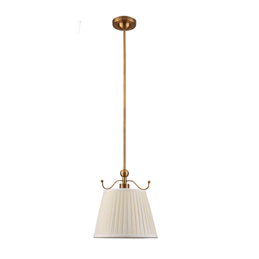 Pleated Lampshade Bedroom Pendant Light Countryside Fabric 1 Bulb White Finish Down Lighting Clearhalo 'Ceiling Lights' 'Pendant Lights' 'Pendants' Lighting' 786398