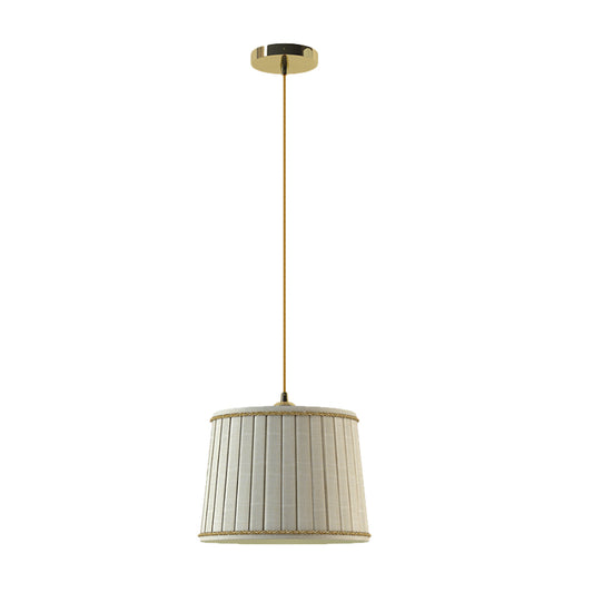 Beige Pleated Shade Pendant Light Fixture Country Fabric 1 Head Bedroom Hanging Lamp Kit Clearhalo 'Ceiling Lights' 'Pendant Lights' 'Pendants' Lighting' 786402