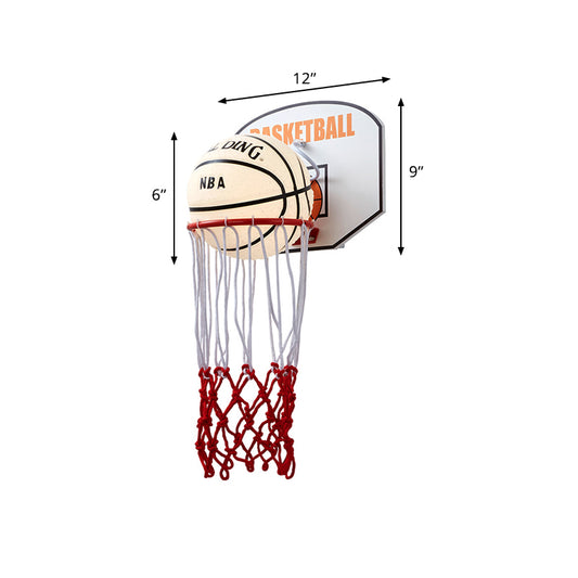 White and Red Basketball Wall Sconce Light Cartoon 1 Light Cream Glass Wall Lamp Fixture Clearhalo 'Wall Lamps & Sconces' 'Wall Lights' Lighting' 786430