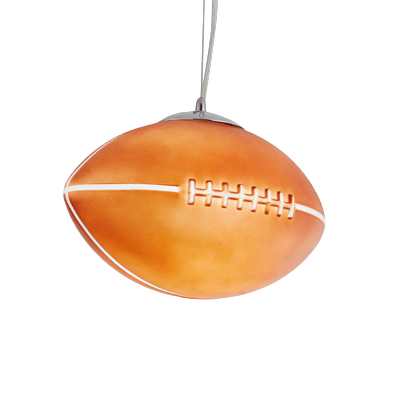 Kids Rugby-Shape Pendant Lighting Brown Glass 1 Light Bedroom Ceiling Hang Fixture Clearhalo 'Ceiling Lights' 'Glass shade' 'Glass' 'Pendant Lights' 'Pendants' Lighting' 786461