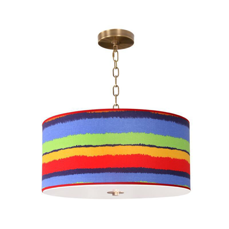 Red and Blue Drum Ceiling Light Fixture Kids 1 Light Fabric Hanging Pendant Lamp for Child Bedroom Clearhalo 'Ceiling Lights' 'Pendant Lights' 'Pendants' Lighting' 786491