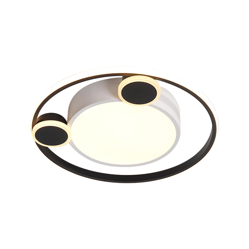 White and Black Circle Ceiling Flush Nordic 16.5"/20.5" W LED Acrylic Flush Mount Lighting in White/Warm Light Clearhalo 'Ceiling Lights' 'Close To Ceiling Lights' 'Close to ceiling' 'Flush mount' Lighting' 786517