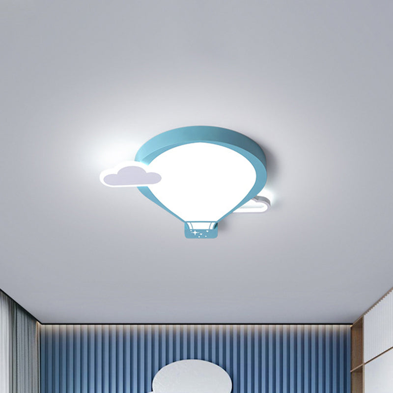 Pink/Blue Hot Air Balloon Ceiling Mounted Light Cartoon 18"/21.5" Wide LED Metallic Flushmount Lamp Blue Clearhalo 'Ceiling Lights' 'Close To Ceiling Lights' 'Close to ceiling' 'Flush mount' Lighting' 786546