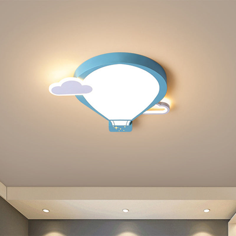 Pink/Blue Hot Air Balloon Ceiling Mounted Light Cartoon 18"/21.5" Wide LED Metallic Flushmount Lamp Clearhalo 'Ceiling Lights' 'Close To Ceiling Lights' 'Close to ceiling' 'Flush mount' Lighting' 786547