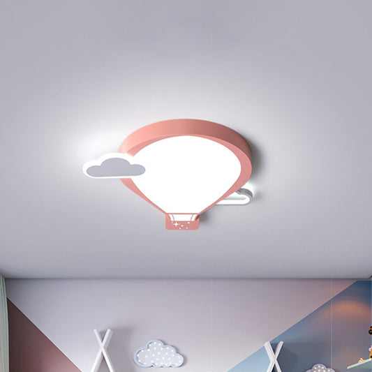 Pink/Blue Hot Air Balloon Ceiling Mounted Light Cartoon 18"/21.5" Wide LED Metallic Flushmount Lamp Clearhalo 'Ceiling Lights' 'Close To Ceiling Lights' 'Close to ceiling' 'Flush mount' Lighting' 786552