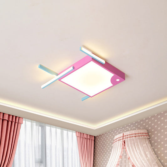 Metallic Fish Shaped Flush Mount Fixture Cartoon LED Pink Flush Ceiling Light in White/Warm Light Pink Clearhalo 'Ceiling Lights' 'Close To Ceiling Lights' 'Close to ceiling' 'Flush mount' Lighting' 786559