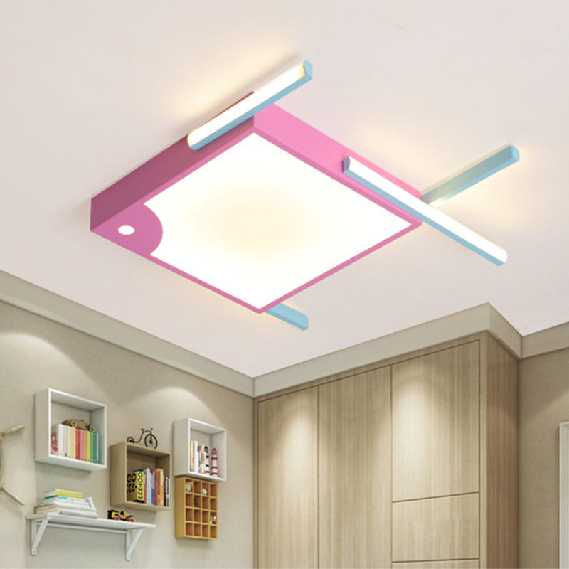 Metallic Fish Shaped Flush Mount Fixture Cartoon LED Pink Flush Ceiling Light in White/Warm Light Clearhalo 'Ceiling Lights' 'Close To Ceiling Lights' 'Close to ceiling' 'Flush mount' Lighting' 786560