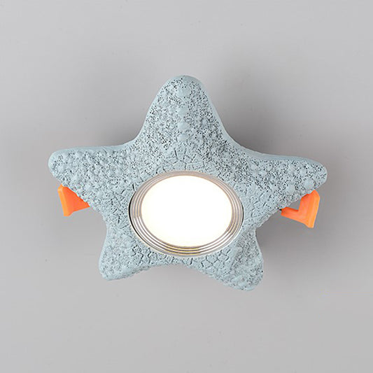 Starfish Flush Light Fixture Cartoon Resin LED Blue Flush Mount Ceiling Lamp in White/Warm Light Clearhalo 'Ceiling Lights' 'Close To Ceiling Lights' 'Close to ceiling' 'Flush mount' Lighting' 786565