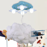 Cartoon Cloud and Airplane Hanging Chandelier Metal 7 Bulbs Kids Bedroom Ceiling Pendant Light in White Clearhalo 'Ceiling Lights' 'Chandeliers' Lighting' options 786580