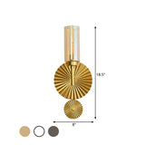 Mid Century Tubular Wall Lighting Ideas Clear/Amber/Smoke Grey Glass Single Bedside Sconce with Scalloped Backplate in Brass Clearhalo 'Cast Iron' 'Glass' 'Industrial' 'Modern wall lights' 'Modern' 'Tiffany' 'Traditional wall lights' 'Wall Lamps & Sconces' 'Wall Lights' Lighting' 786642