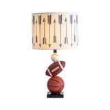 White Drum Night Table Light Cartoon 1 Bulb Printing Fabric Night Lamp with Balls Decor Clearhalo 'Lamps' 'Table Lamps' Lighting' 786704