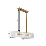 Clear Glass Horizontal Tube Island Pendant Minimalist 2 Heads Brass Finish Suspended Lighting Fixture Clearhalo 'Ceiling Lights' 'Glass shade' 'Glass' 'Island Lights' Lighting' 786754