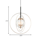 Rose Gold Circling Rings Hanging Pendant Postmodern 3-Bulb Transparent Glass Chandelier Clearhalo 'Ceiling Lights' 'Chandeliers' 'Modern Chandeliers' 'Modern' Lighting' 786758