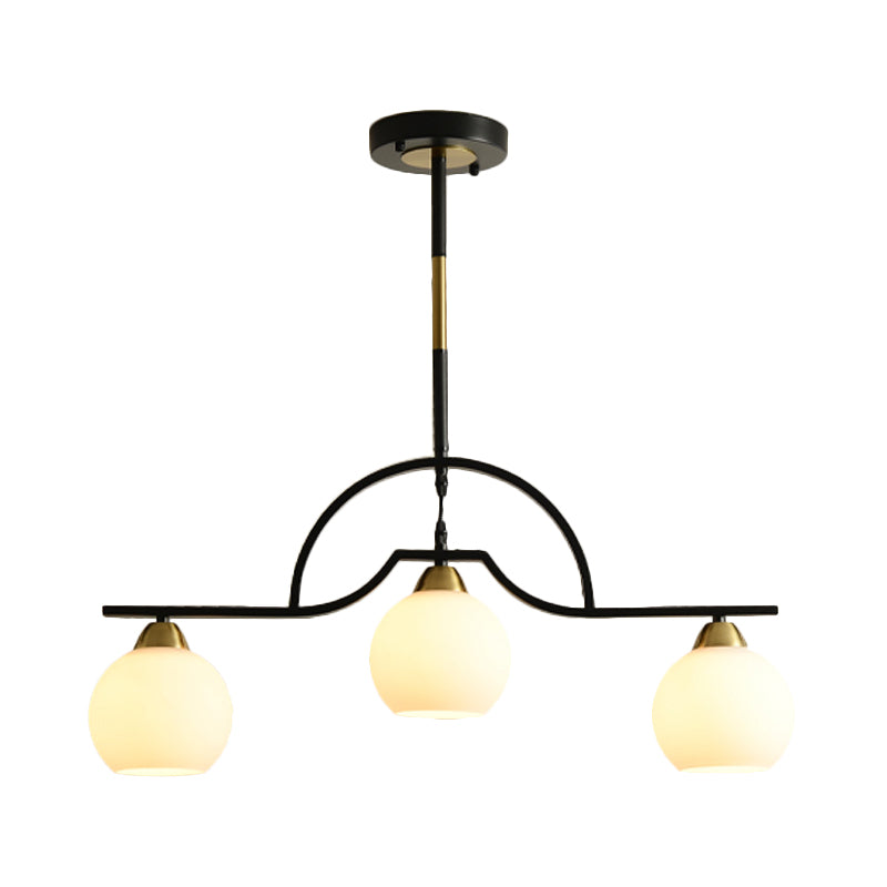 Arched Island Pendant Light Modernism Clear/White Glass 3-Light Black and Brass Hanging Lamp Clearhalo 'Ceiling Lights' 'Close To Ceiling Lights' 'Glass shade' 'Glass' 'Island Lights' Lighting' 786773