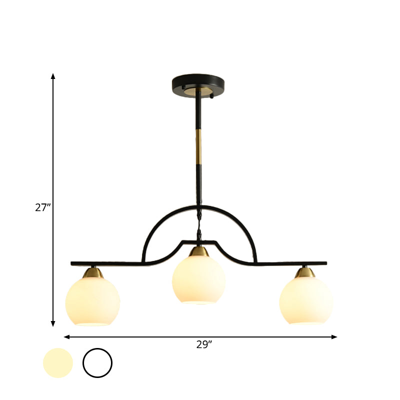 Arched Island Pendant Light Modernism Clear/White Glass 3-Light Black and Brass Hanging Lamp Clearhalo 'Ceiling Lights' 'Close To Ceiling Lights' 'Glass shade' 'Glass' 'Island Lights' Lighting' 786774