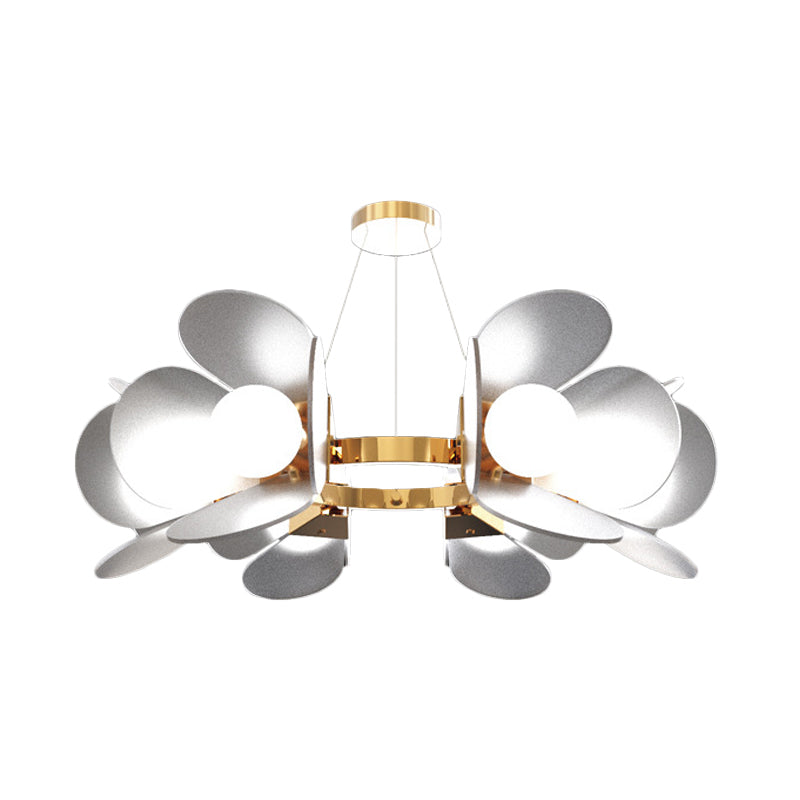 Gold Circle Hanging Chandelier Modernist 6-Light Metal Pendant Lighting with Panel Acrylic Shade Clearhalo 'Ceiling Lights' 'Chandeliers' 'Modern Chandeliers' 'Modern' Lighting' 786797