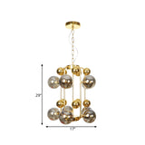 Postmodern 8 Bulbs Chandelier Lamp Brass Molecular Pendant Light Fixture with Smoke Grey Glass Shade Clearhalo 'Ceiling Lights' 'Chandeliers' 'Modern Chandeliers' 'Modern' Lighting' 786818