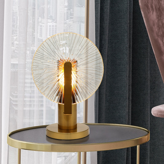 Gold Finish Wheel Night Light Post-Modern 1 Bulb Clear Glass Table Lighting for Bedroom Gold Clearhalo 'Lamps' 'Table Lamps' Lighting' 786889