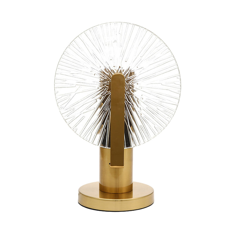 Gold Finish Wheel Night Light Post-Modern 1 Bulb Clear Glass Table Lighting for Bedroom Clearhalo 'Lamps' 'Table Lamps' Lighting' 786891