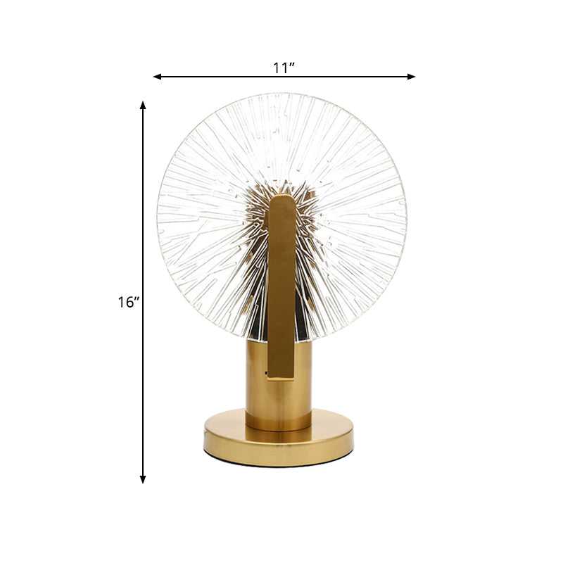 Gold Finish Wheel Night Light Post-Modern 1 Bulb Clear Glass Table Lighting for Bedroom Clearhalo 'Lamps' 'Table Lamps' Lighting' 786892