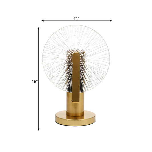Gold Finish Wheel Night Light Post-Modern 1 Bulb Clear Glass Table Lighting for Bedroom Clearhalo 'Lamps' 'Table Lamps' Lighting' 786892