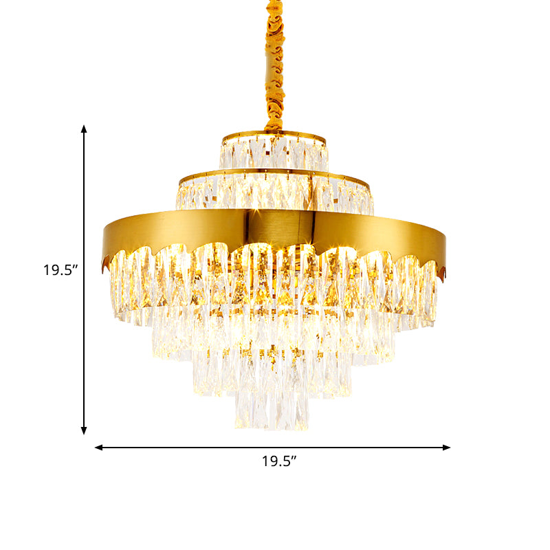 9/12 Lights Clear Crystal Chandelier Lamp Modern Gold Tiered Round Dining Room Pendant Lighting, 16"/19.5" Wide Clearhalo 'Ceiling Lights' 'Chandeliers' 'Close To Ceiling Lights' 'Glass shade' 'Glass' 'Modern Chandeliers' 'Modern' Lighting' 786951