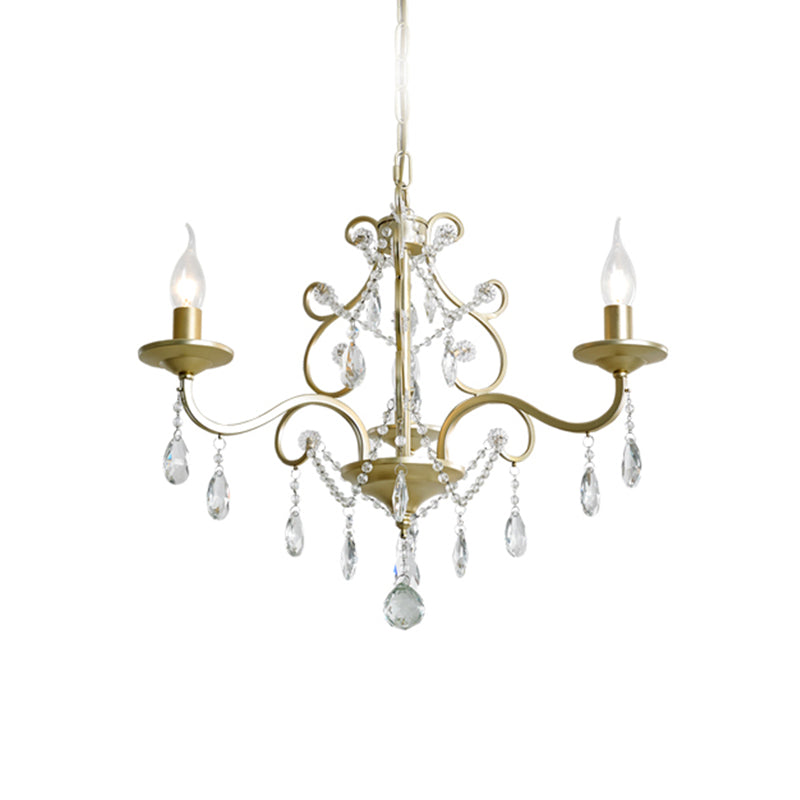 Metal Gold Hanging Chandelier Bent Arm 3/6-Bulb Contemporary Drop Pendant with Crystal Accent Clearhalo 'Ceiling Lights' 'Chandeliers' 'Modern Chandeliers' 'Modern' Lighting' 786975