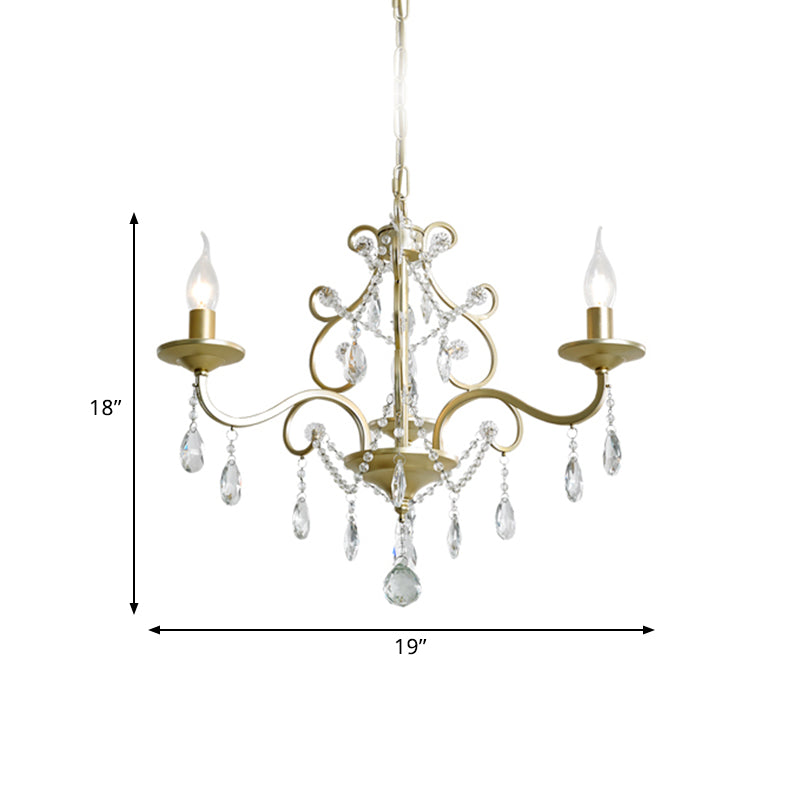 Metal Gold Hanging Chandelier Bent Arm 3/6-Bulb Contemporary Drop Pendant with Crystal Accent Clearhalo 'Ceiling Lights' 'Chandeliers' 'Modern Chandeliers' 'Modern' Lighting' 786976