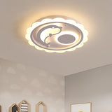 Dolphin Thin Ceiling Light Fixture Kids Style Acrylic White LED Flushmount Lighting with Scalloped Edge, Warm/White Light Clearhalo 'Ceiling Lights' 'Close To Ceiling Lights' 'Close to ceiling' 'Flush mount' Lighting' 786987