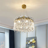 8 Bulbs Round Chandelier Lamp Simple Style Gold Faceted Crystal Drop Pendant for Bedroom Clearhalo 'Ceiling Lights' 'Chandeliers' 'Modern Chandeliers' 'Modern' Lighting' 786995