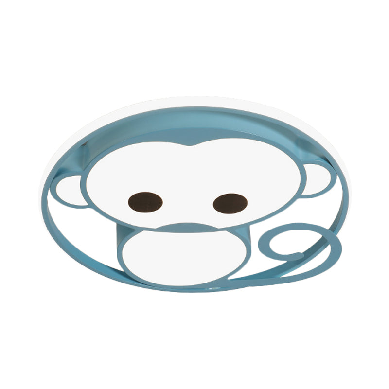 Monkey Kids Bedroom Ceiling Fixture Aluminum Cartoon LED Flush Mount Lamp in Yellow/Blue Clearhalo 'Ceiling Lights' 'Close To Ceiling Lights' 'Close to ceiling' 'Flush mount' Lighting' 787009