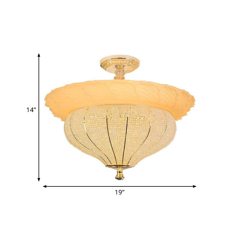 LED Semi Flush Industrial Urn Shape Crystal-Encrusted Close to Ceiling Light in Gold Clearhalo 'Ceiling Lights' 'Close To Ceiling Lights' 'Close to ceiling' 'Semi-flushmount' Lighting' 787013