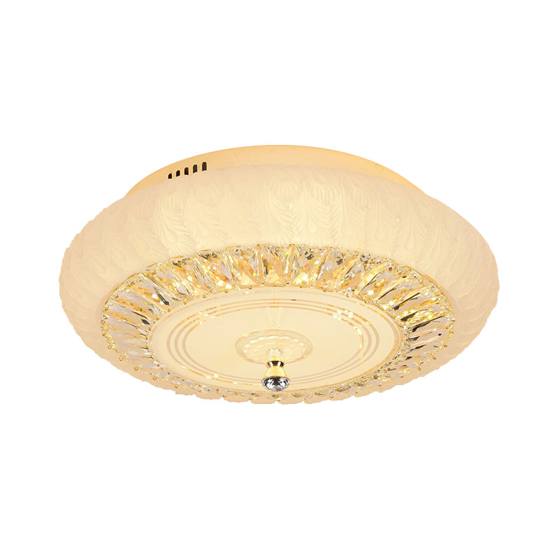 Gold Finish Round Ceiling Mount Contemporary Crystal LED Living Room Flushmount Lighting Clearhalo 'Ceiling Lights' 'Close To Ceiling Lights' 'Close to ceiling' 'Flush mount' Lighting' 787016