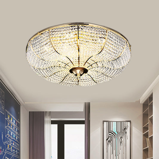 LED Beaded Flush Mount Lamp Simple Style Gold Finish Crystal Ceiling Mounted Fixture for Living Room Clearhalo 'Ceiling Lights' 'Close To Ceiling Lights' 'Close to ceiling' 'Flush mount' Lighting' 787023