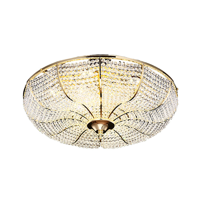 LED Beaded Flush Mount Lamp Simple Style Gold Finish Crystal Ceiling Mounted Fixture for Living Room Clearhalo 'Ceiling Lights' 'Close To Ceiling Lights' 'Close to ceiling' 'Flush mount' Lighting' 787024