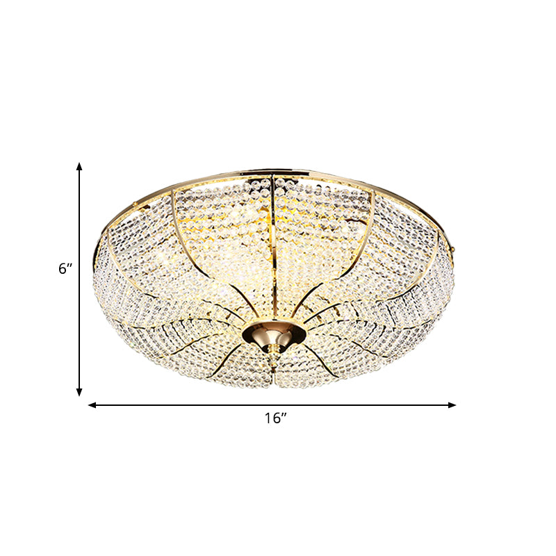 LED Beaded Flush Mount Lamp Simple Style Gold Finish Crystal Ceiling Mounted Fixture for Living Room Clearhalo 'Ceiling Lights' 'Close To Ceiling Lights' 'Close to ceiling' 'Flush mount' Lighting' 787025