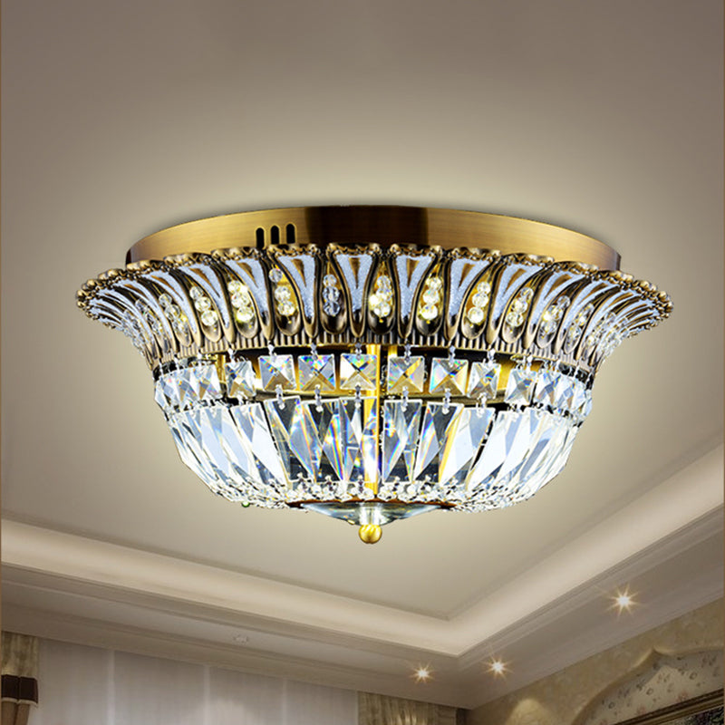 Flared Shade Living Room Flushmount Modern Clear Crystal LED Gold Finish Flush Light Fixture Gold Clearhalo 'Ceiling Lights' 'Close To Ceiling Lights' 'Close to ceiling' 'Flush mount' Lighting' 787030