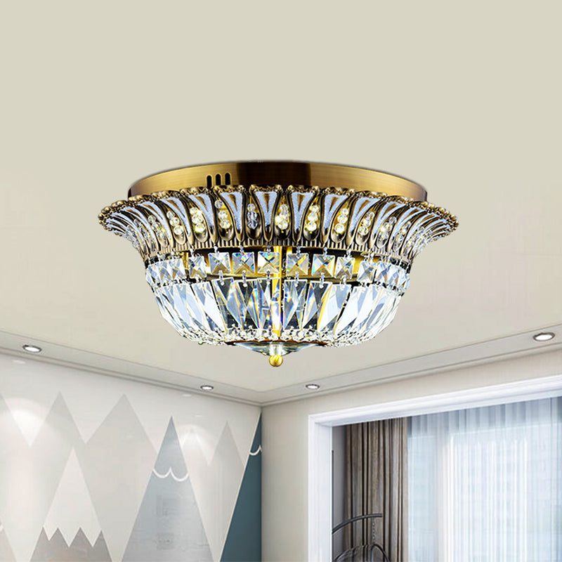 Flared Shade Living Room Flushmount Modern Clear Crystal LED Gold Finish Flush Light Fixture Clearhalo 'Ceiling Lights' 'Close To Ceiling Lights' 'Close to ceiling' 'Flush mount' Lighting' 787031