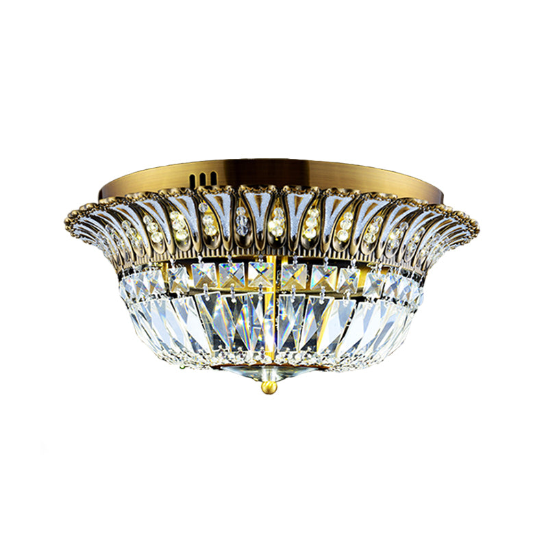 Flared Shade Living Room Flushmount Modern Clear Crystal LED Gold Finish Flush Light Fixture Clearhalo 'Ceiling Lights' 'Close To Ceiling Lights' 'Close to ceiling' 'Flush mount' Lighting' 787032