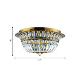 Flared Shade Living Room Flushmount Modern Clear Crystal LED Gold Finish Flush Light Fixture Clearhalo 'Ceiling Lights' 'Close To Ceiling Lights' 'Close to ceiling' 'Flush mount' Lighting' 787033