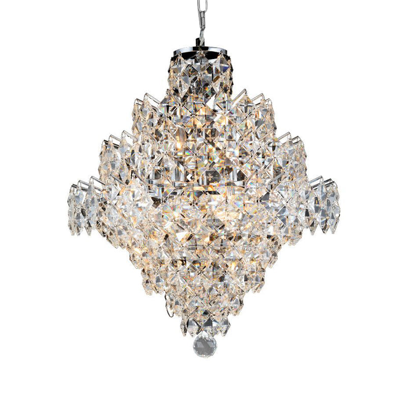 8 Bulbs Faceted Crystal Semi Flush Light Modernist Tiered Living Room Ceiling Fixture Clearhalo 'Ceiling Lights' 'Close To Ceiling Lights' 'Close to ceiling' 'Semi-flushmount' Lighting' 787036