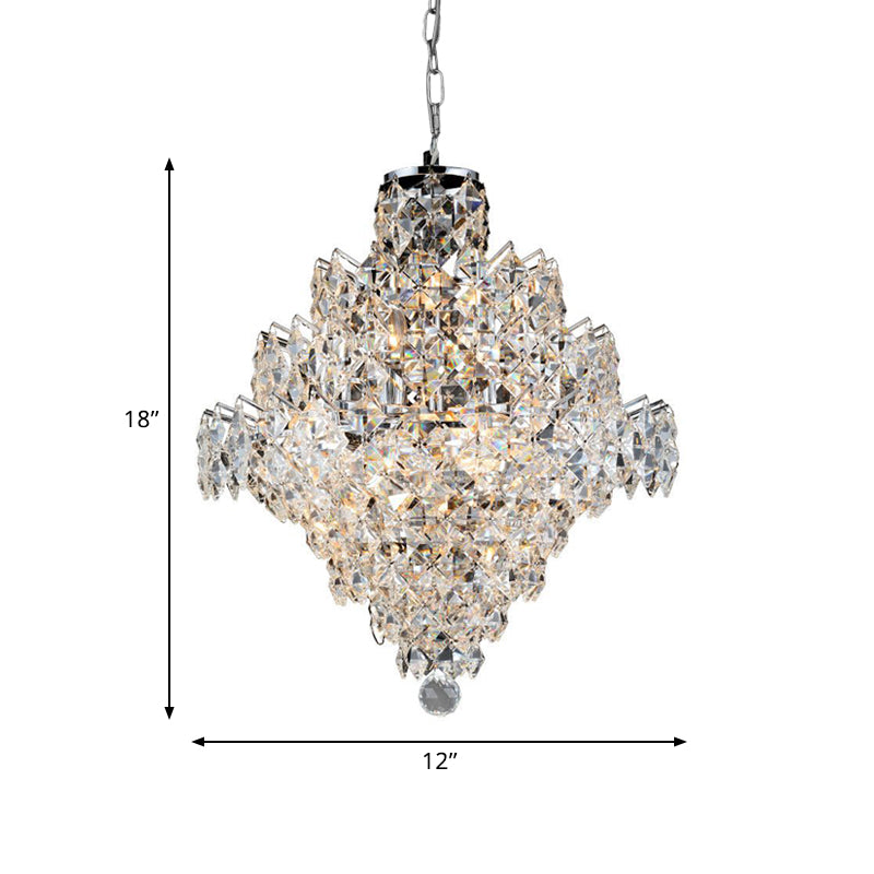 8 Bulbs Faceted Crystal Semi Flush Light Modernist Tiered Living Room Ceiling Fixture Clearhalo 'Ceiling Lights' 'Close To Ceiling Lights' 'Close to ceiling' 'Semi-flushmount' Lighting' 787037