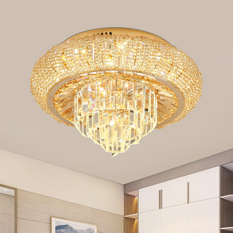 Gold LED Flush Mount Fixture Modern Style Crystal Prism Tiered Ceiling Mounted Light Gold Clearhalo 'Ceiling Lights' 'Close To Ceiling Lights' 'Close to ceiling' 'Flush mount' Lighting' 787038